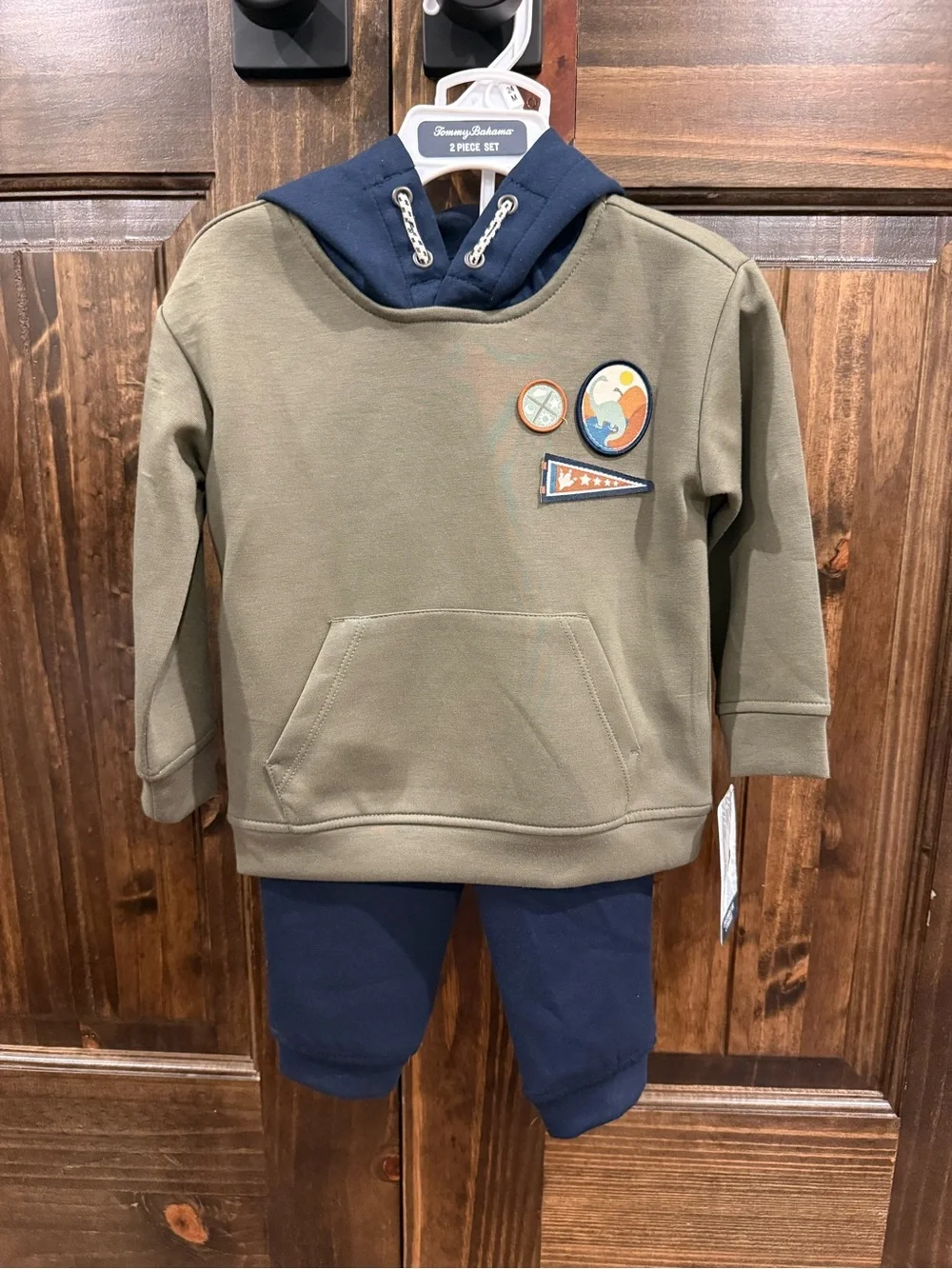 Tommy Bahama Boys Olive Green & Navy Hooded Sweatshirt and Pants Set